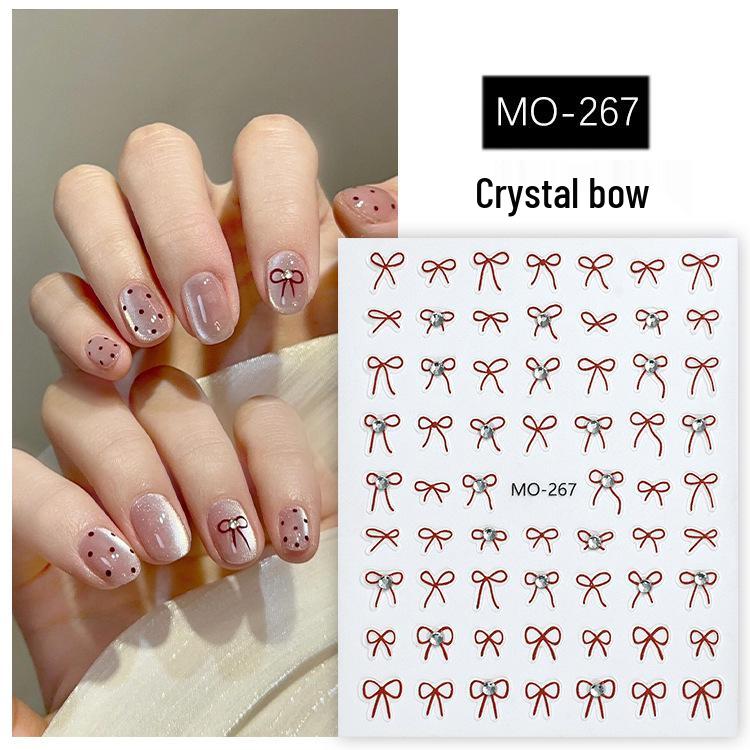 

Новые хрустальные наклейки для ногтей с бантами: Тисненые черно-белые самоклеящиеся наклейки
