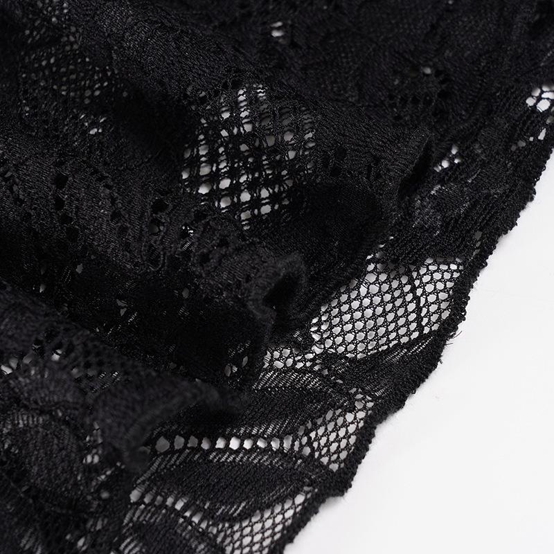 European & American One-Shoulder Lace Patchwork See-Through Cropped T-Shirt