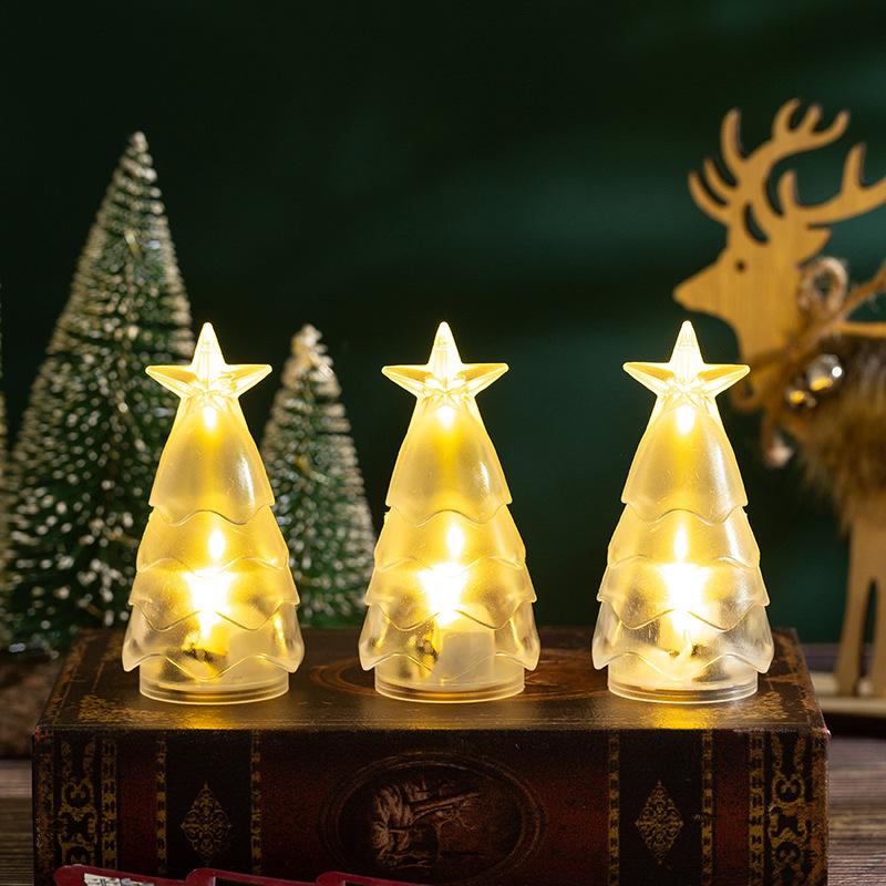 LED Electronic Candle Light Christmas Tree Decorations KTV Party Atmosphere Crystal Nightlight Tabletop Decoration
