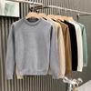European Trendy Men's 2024 Light Luxury White Round Neck Sweater – Autumn/Winter High-End Style Layer Shirt
