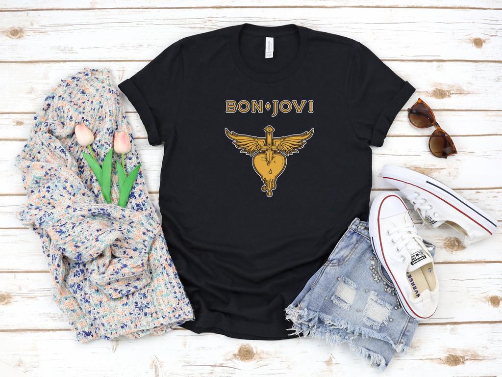26 Bon Jovi Cover Bianca Donna Manica 3/4 T-shirt T72 Unisex T-shirt