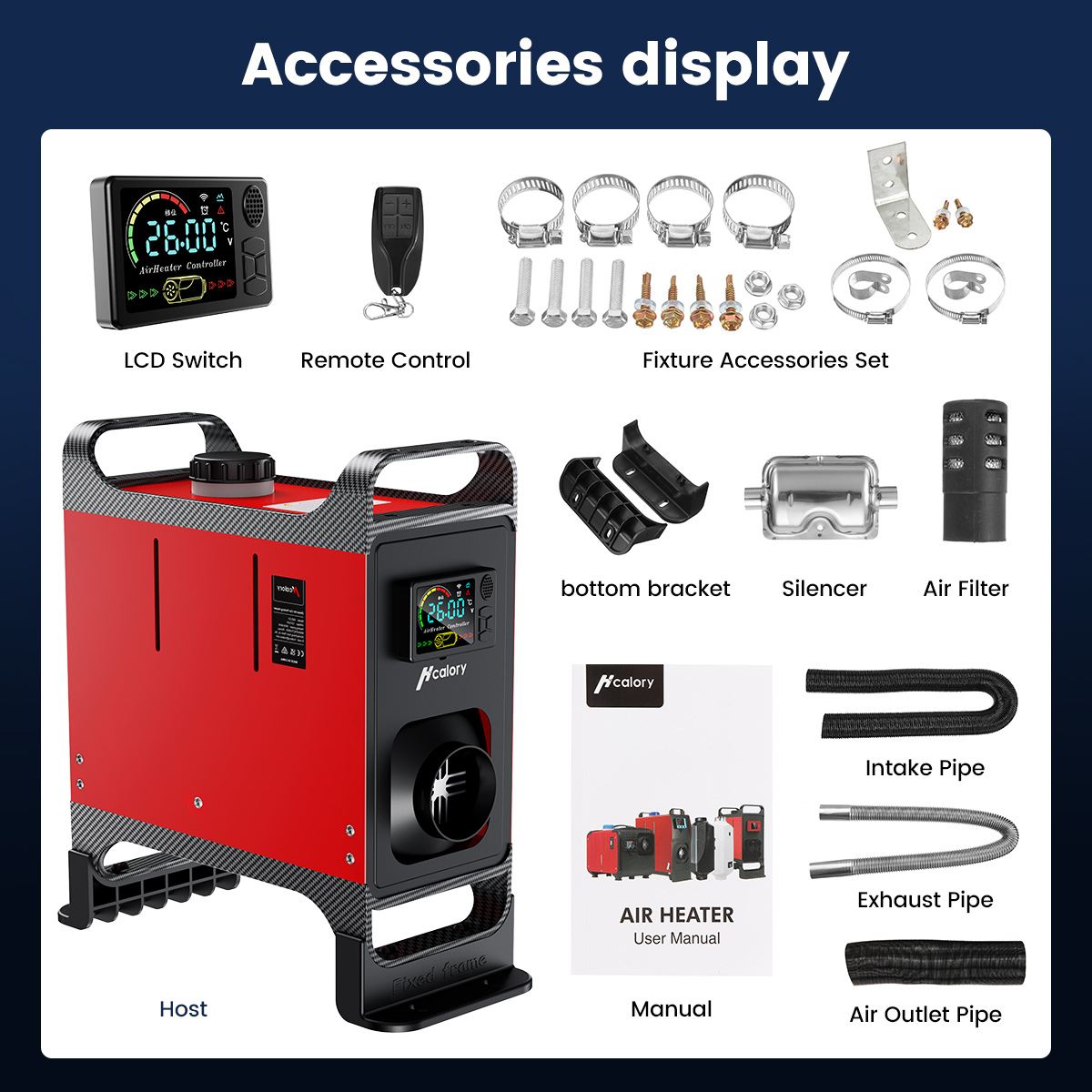 

Hcalory НОВЫЙ 5-8 кВт все в одном устройстве 12 В 24 В универсальный автомобильный нагреватель дизельный воздушный нагреватель с одним отверстием ЖК-монитор парковочный обогреватель