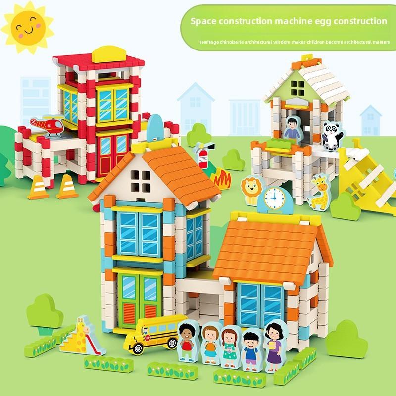 Farm Zoo School Hospitalbuilding Blocks Assemble Parent Child Early Education Toy