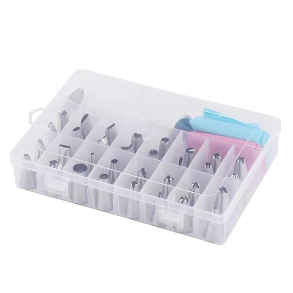 32 Stück Kuchen Dekorierwerkzeuge Wiederverwendbare Spritzbeutel Edelstahl Düsen Spitze für Zuckerguss Keks Cupcake DIY Dessert Backwerkzeug