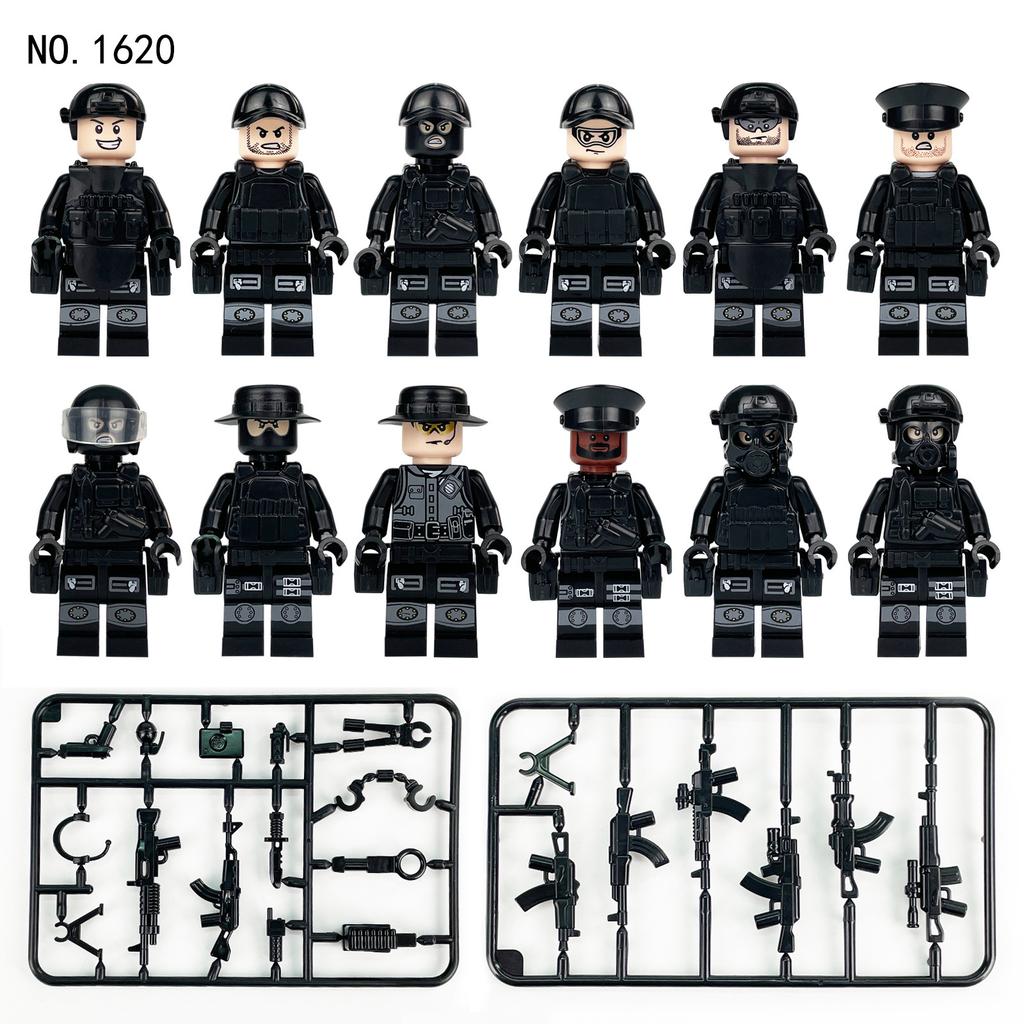 132 Bags 1620 City Black Doll Weapon Military Police Figurine Children Building Block Soldier Toy