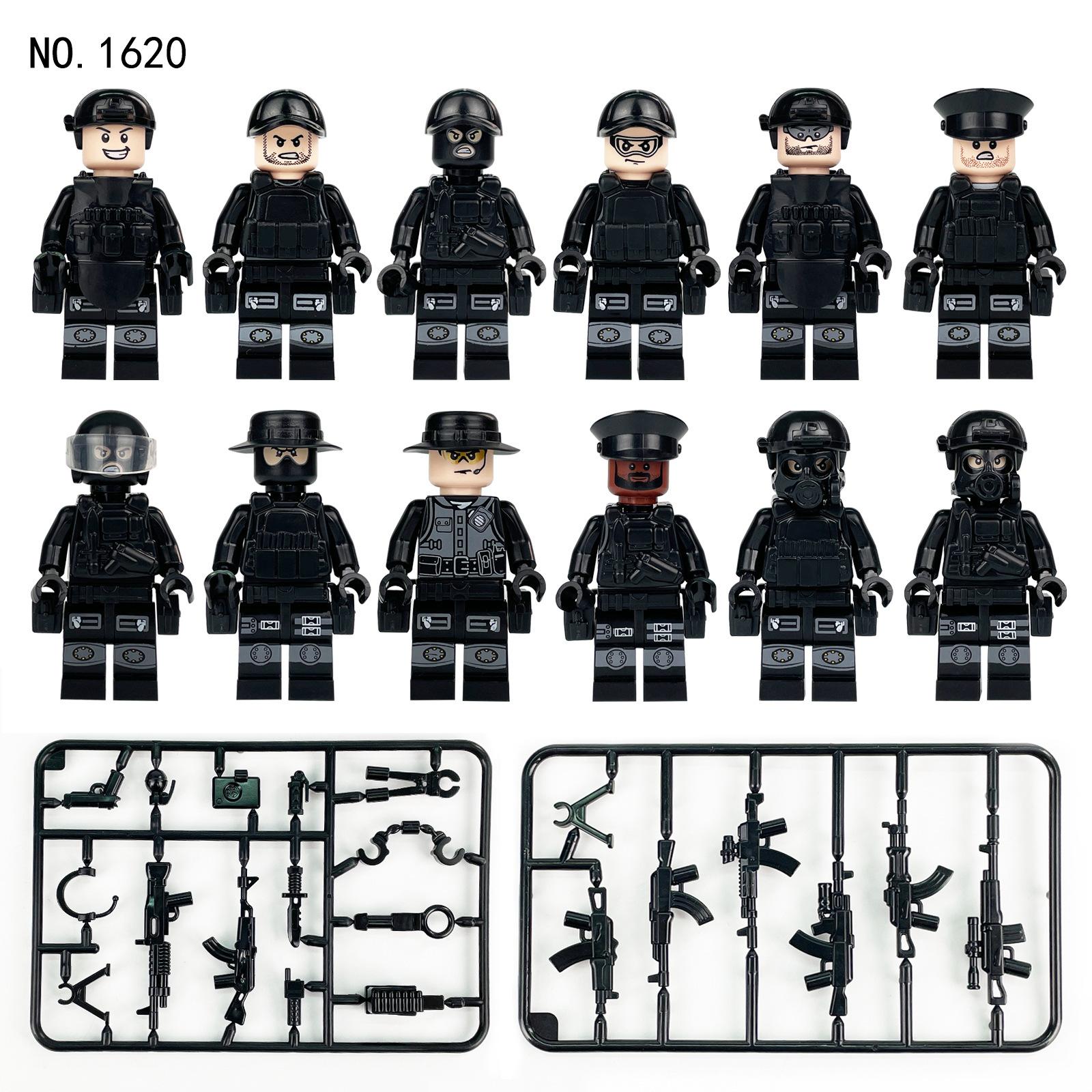 99 Special Police Minifigures Children Assemble Small Particle Building Block Toys 1620 Military Weapon Shield Bagged