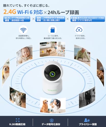 Skyworth Pet Camera, Indoor Security Camera [2026 New Evolution - 4MP] Baby Monitor, iPhone Compatible, Smartphone Connectivity, Two-Way Audio, Record