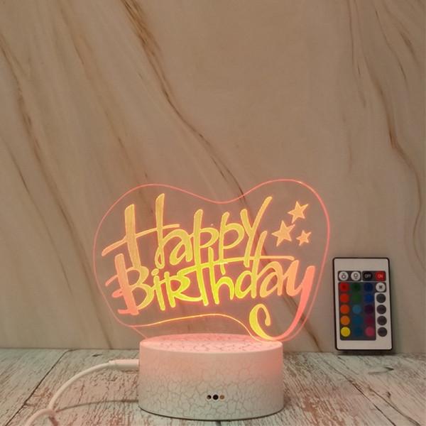 Buy Joyeux Anniversaire Forme Creative Tactile Gradation Lumiere De Nuit Decorative Coloree 3d Avec Telecommande At Affordable Prices Free Shipping Real Reviews With Photos Joom