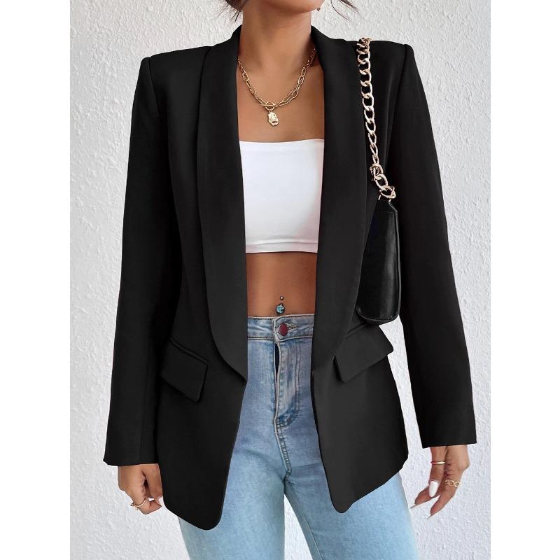 Autumn and Winter Women's Suit Jacket Solid Color Lapel Suit Temperament Commuter Jacket Tops