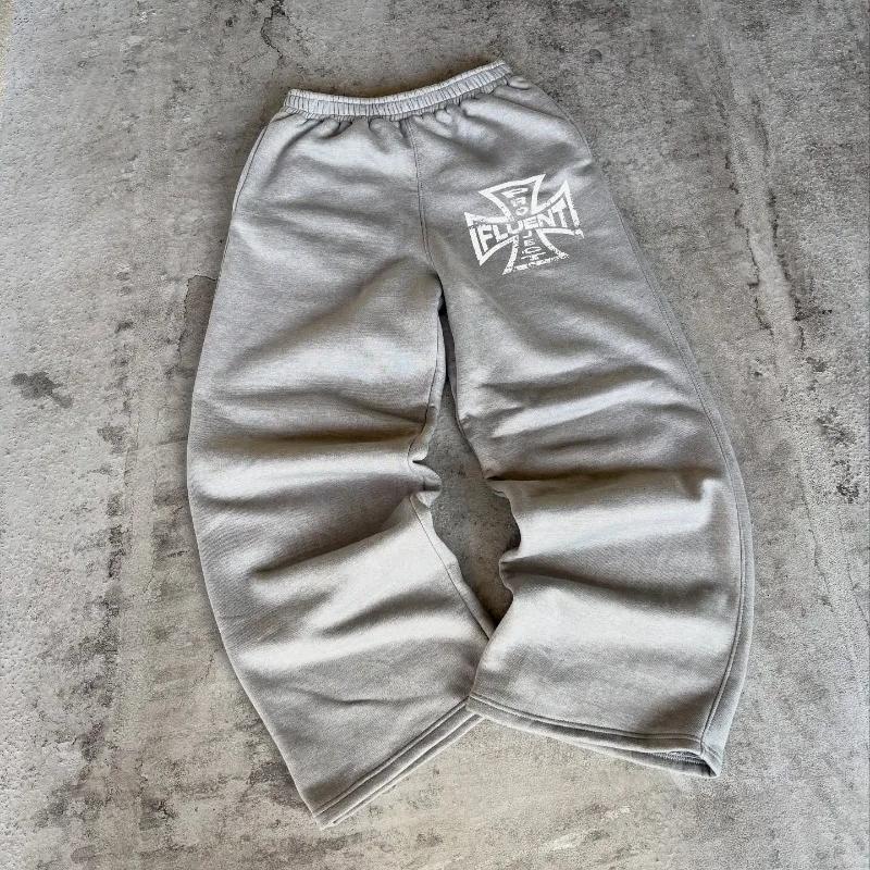 Fashion Trend Brand High Street Sports Sweatpants Men Y2k Loose Straight Pants Hip Hop American Couple Goth Vintage Pants
