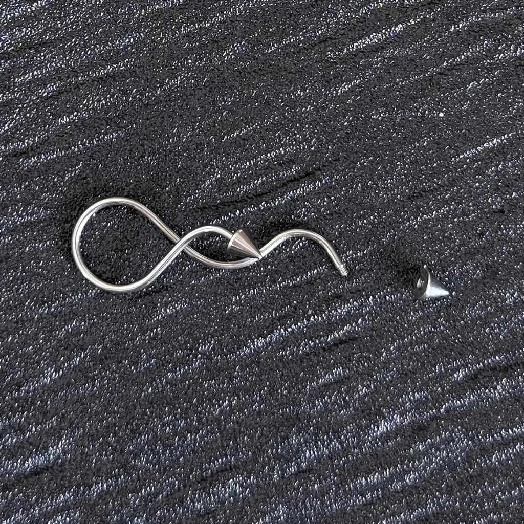 1pc Stainless Steel 16G Industrial S-Shaped Piercing Earring Stud Punk External Thread Ear Bridge Jewelry for Daily Party