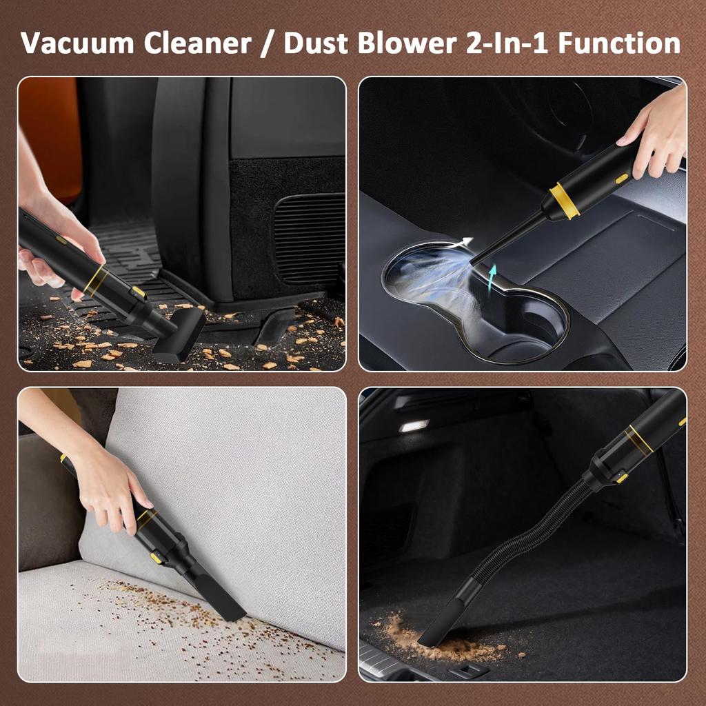 Portable Car Vacuum 4-in-1, 25000 Pa, 3 Suction Modes, Handheld for Car, Desk, Keyboard, Sofa