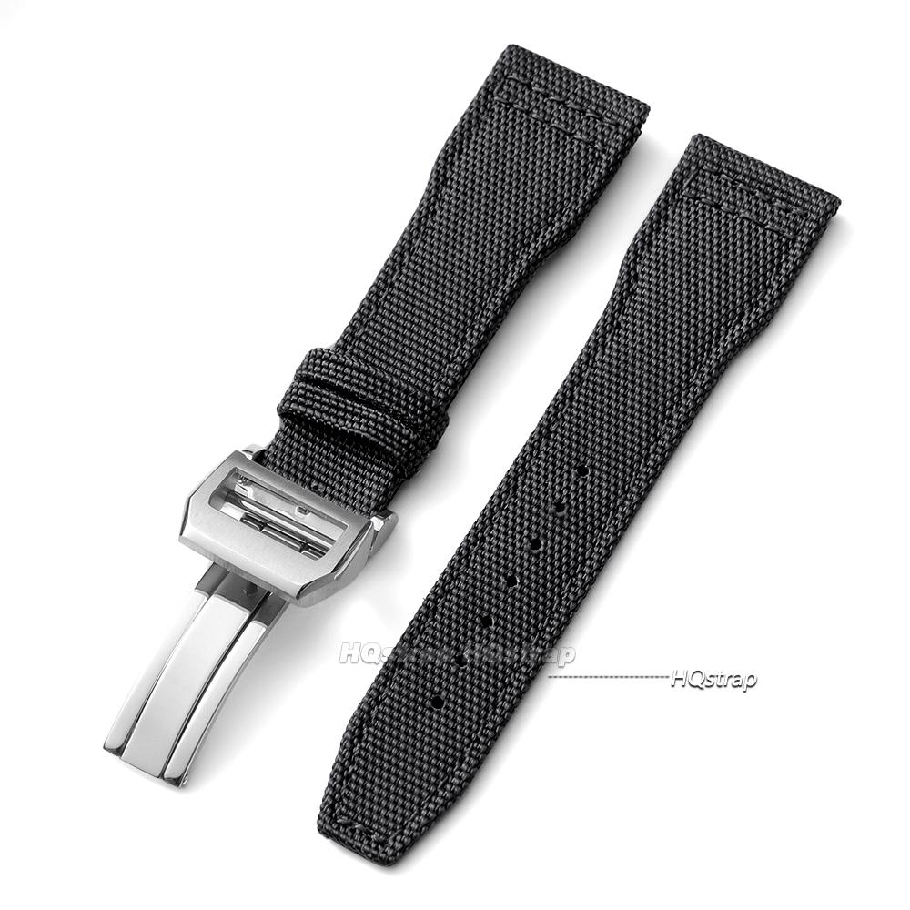 

Nylon Canvas Watch Strap for IWC Pilot 20mm 21mm 22mm Strap Women Men Sport Watchband Cowhide Wrist Belt Folding Buckle Bracelet 21mm&no logo чорний