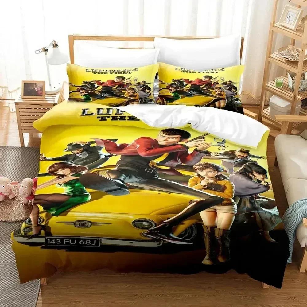 Anime Lupin Third Mine Fujiko Printed Bed Set Duvet Cover Pillowcase Bedding Set Linen Sheet Quilt Cover Full Queen King Size