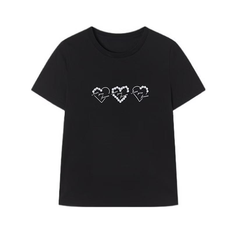 

Women s Cool & Antibacterial Heart Letter Studded T-shirt XL