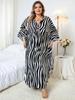 EDOLYNSA Schicker gestreifter Kaftan Strandkleid Damen Homewear übergroßer Kaftan frisches Kleid frisches Kleid Hausmantel Q1297