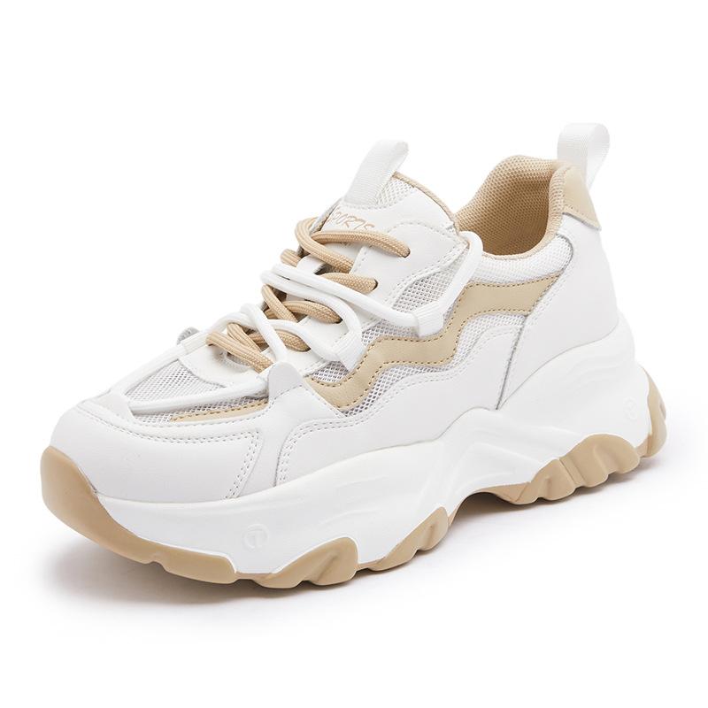 

Leather dad shoes women s summer 2025 new thick-soled heightening casual little white shoes color matching breathable versatile sports shoes 40