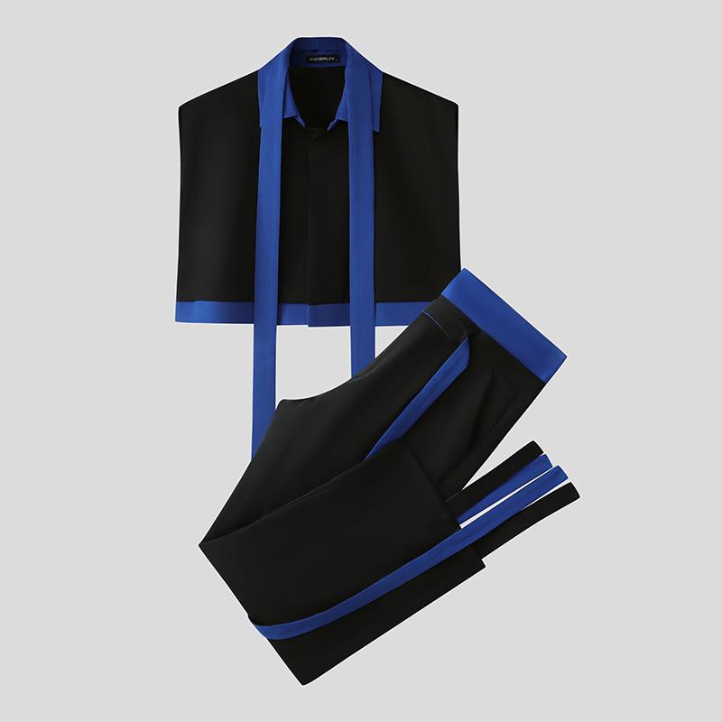 

INCERUN Two Pieces Men Sleeveless Stitching Tassel Vest Waistcoat Long Pants Casual Sets