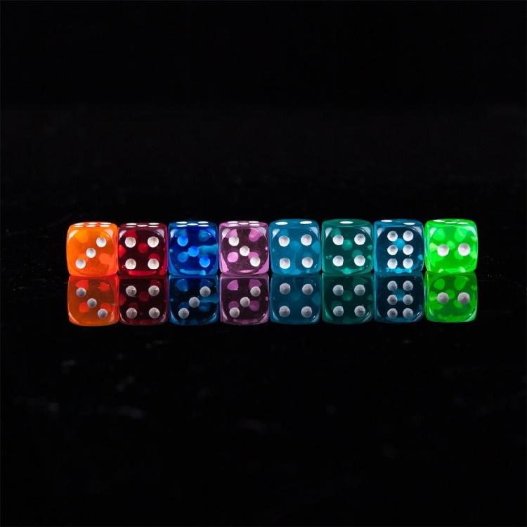 100Pcs 14mm Six Sided Dices Acrylics Dices Colored Game Dices Board Game Dices for Classroom and Party Game Supply