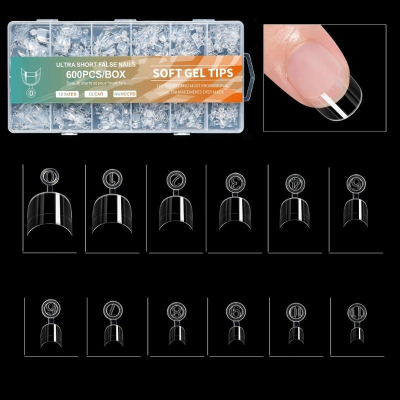 600 Stück Kurze Halbabdeckung Falsche Nägel Freundliche Nagelspitzen Maniküre Nageldekoration Für Salon oder Zuhause Schnelle Nagelkunst