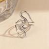 Gold Color Stainless Steel Rings for Women Men Retro Irregular Hammered Hollow Open Rings Waterproof Jewelry Party Gift