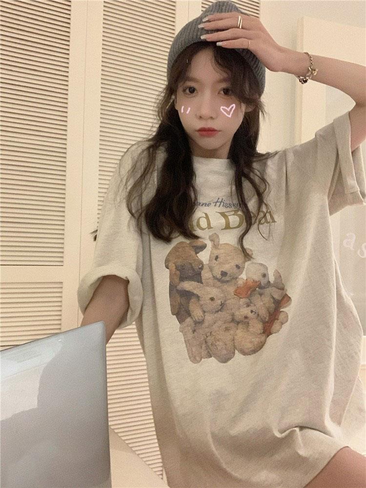 Shirt Oversize Streetwear Harajuku Women cotton women clothing y2k top Short Sleeve Shirt Fashion Loose