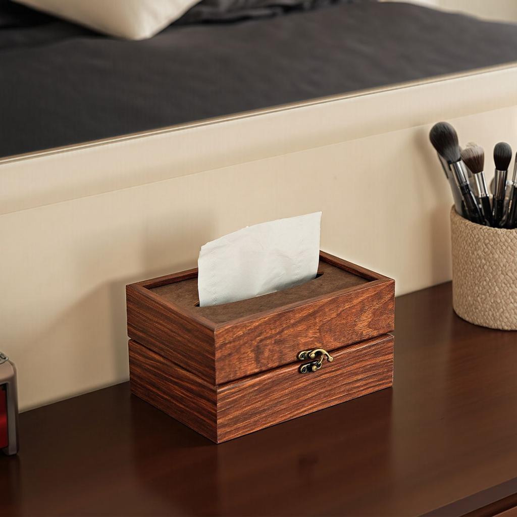 Vintage Wooden Tissue Box HomePaper Box Dining Table Decoration Tissue Case Kitchen Countertop Tissue Storage Napkin Boxes Gifts