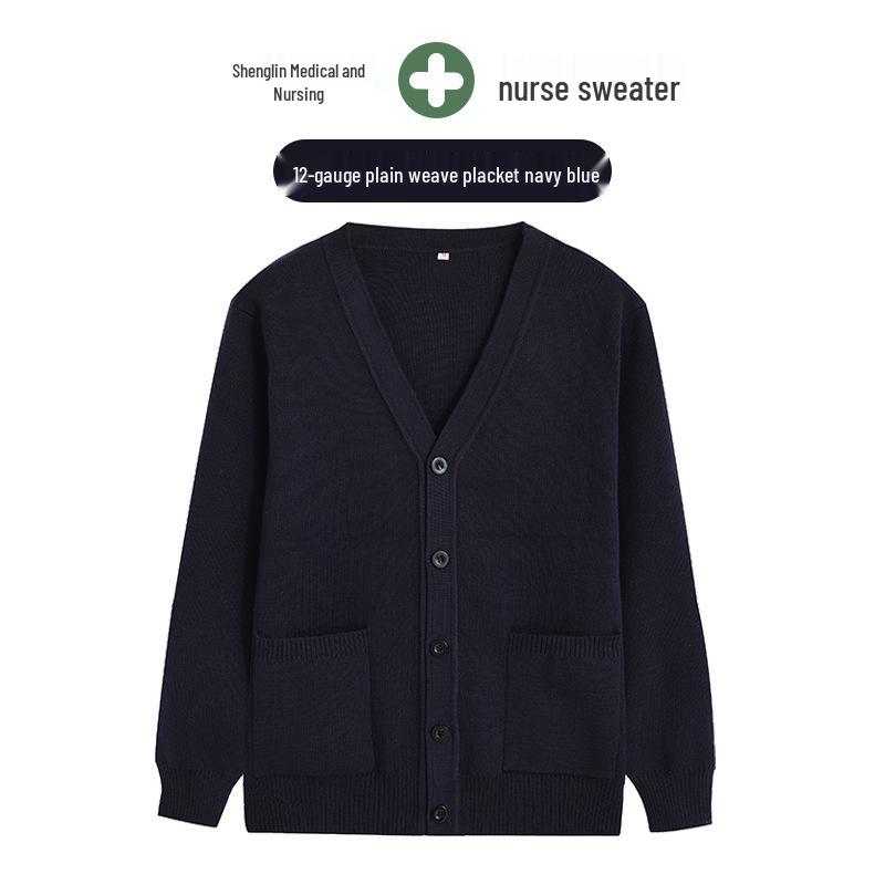 Korean Style Nurse Cardigan Sweater Coat for Doctors and Salon Professionals