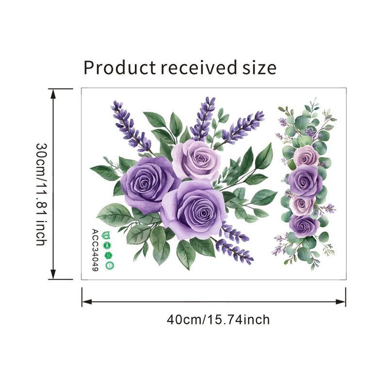 

1PC Purple Flower Self-Adhesive PVC Toilet Stickers Creative Decals for Toilet Cover Tank Bathroom Home Decor 30x40cm