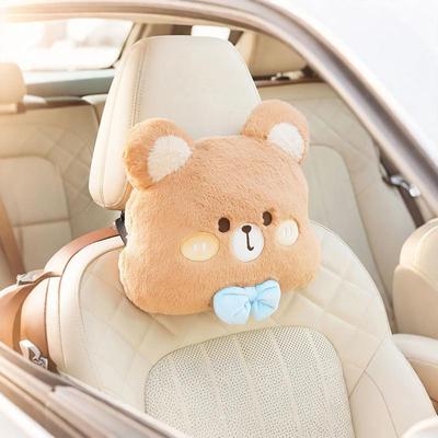 Car Seat Headrest Pillow Cartoon Car Neck Pillow Plush Bear Shape Waist Cushion Cute Headrest Pillows For Car Front Seat