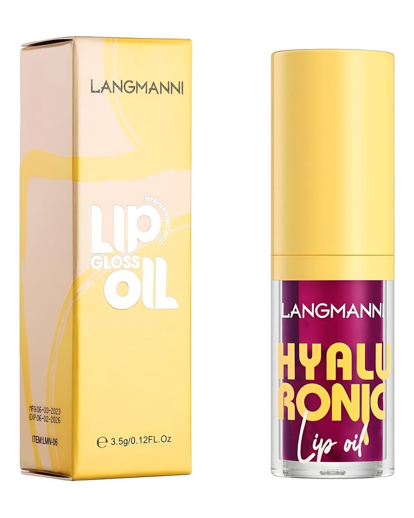 Langmanni 6-Color Clear Hyaluronic Acid Lip Oil Gloss Water Moisturizing Lip Gloss Plump Light Color Lip Balm
