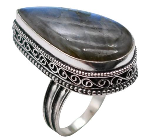 Labradorite Natural Gemstone Antique Silver Plated Ring US Size-9 A 451