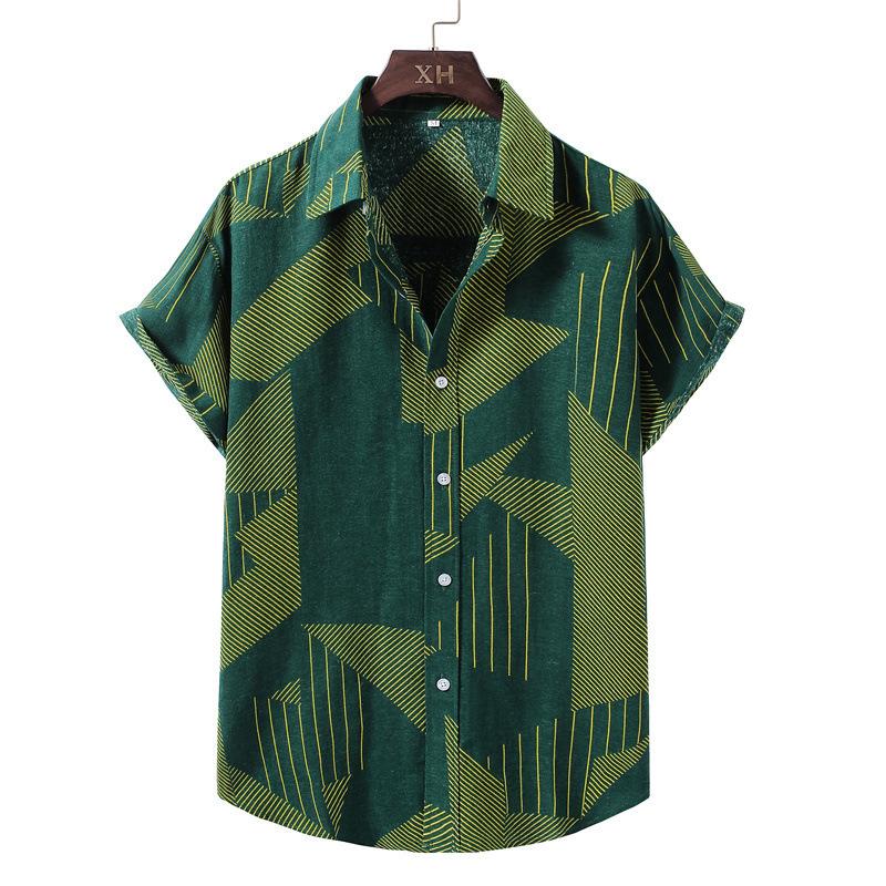 Mens Hawaiian Floral Short Sleeve Casual Shirts Loose Tops Tee Shirt