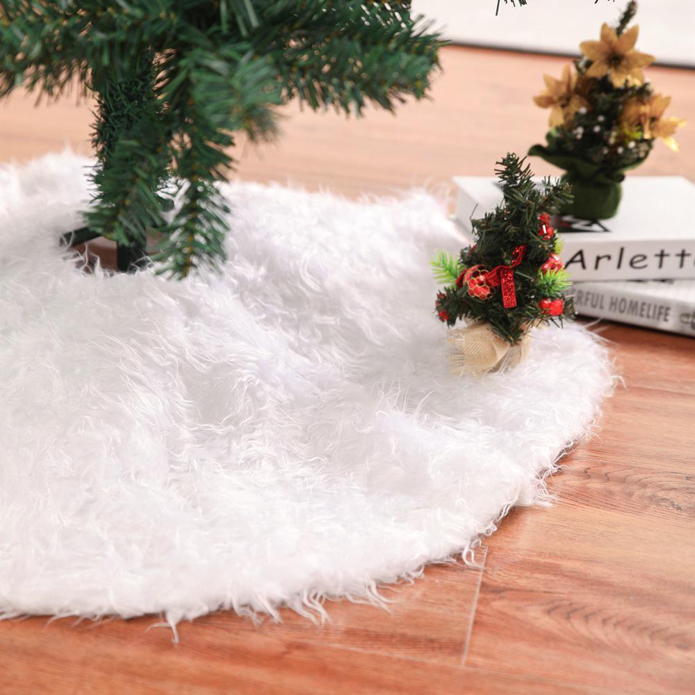 90/120CM Christmas Tree Skirt Round White Faux Fur Xmas Trees Carpet Mat Large Skirts for New Year Party Christmas Decorations