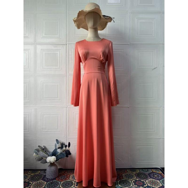 2026 Womens Slim Fit Long Sleeve Solid Color Wrap Waist Midi Maxi Dress Casual Elegant Office Wear