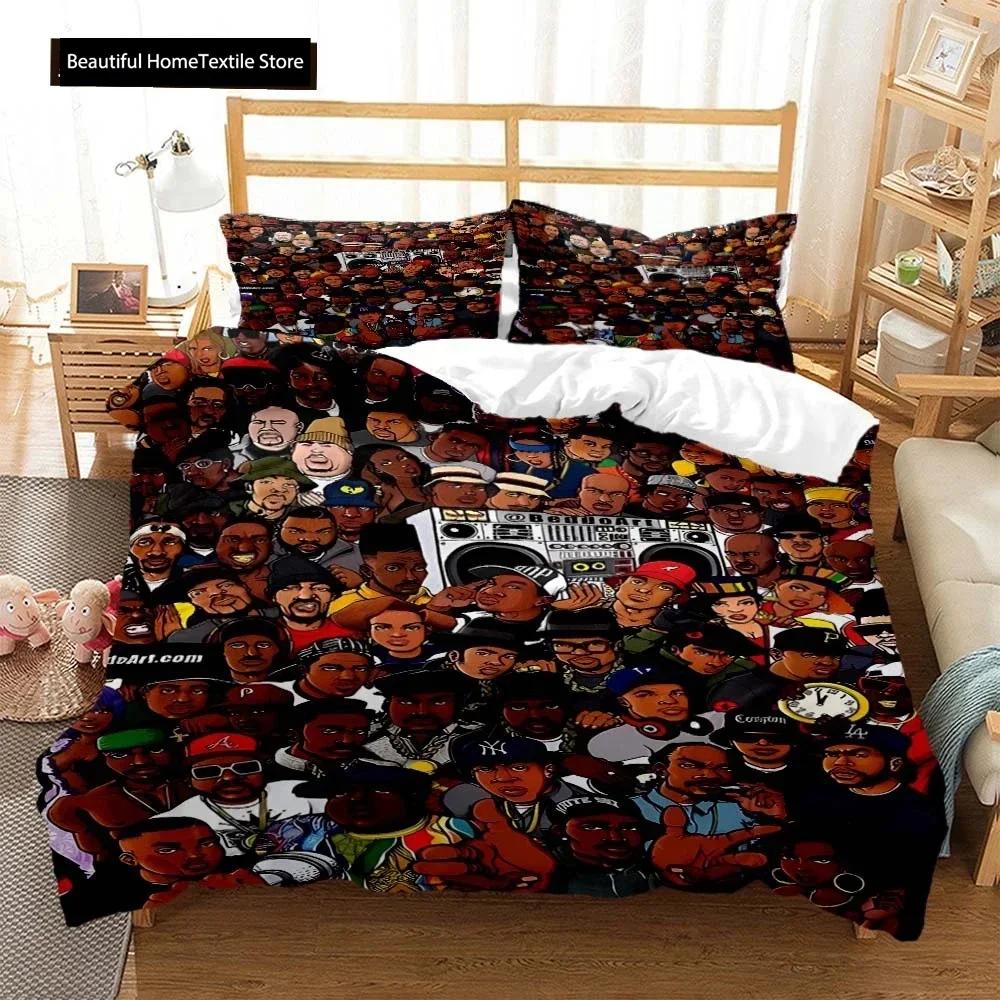 Hip Hop Rapper Bedding Set Boys Girls Twin Queen Size Duvet Cover Pillowcase Bed Boys Adult Fashion Home Textileextile