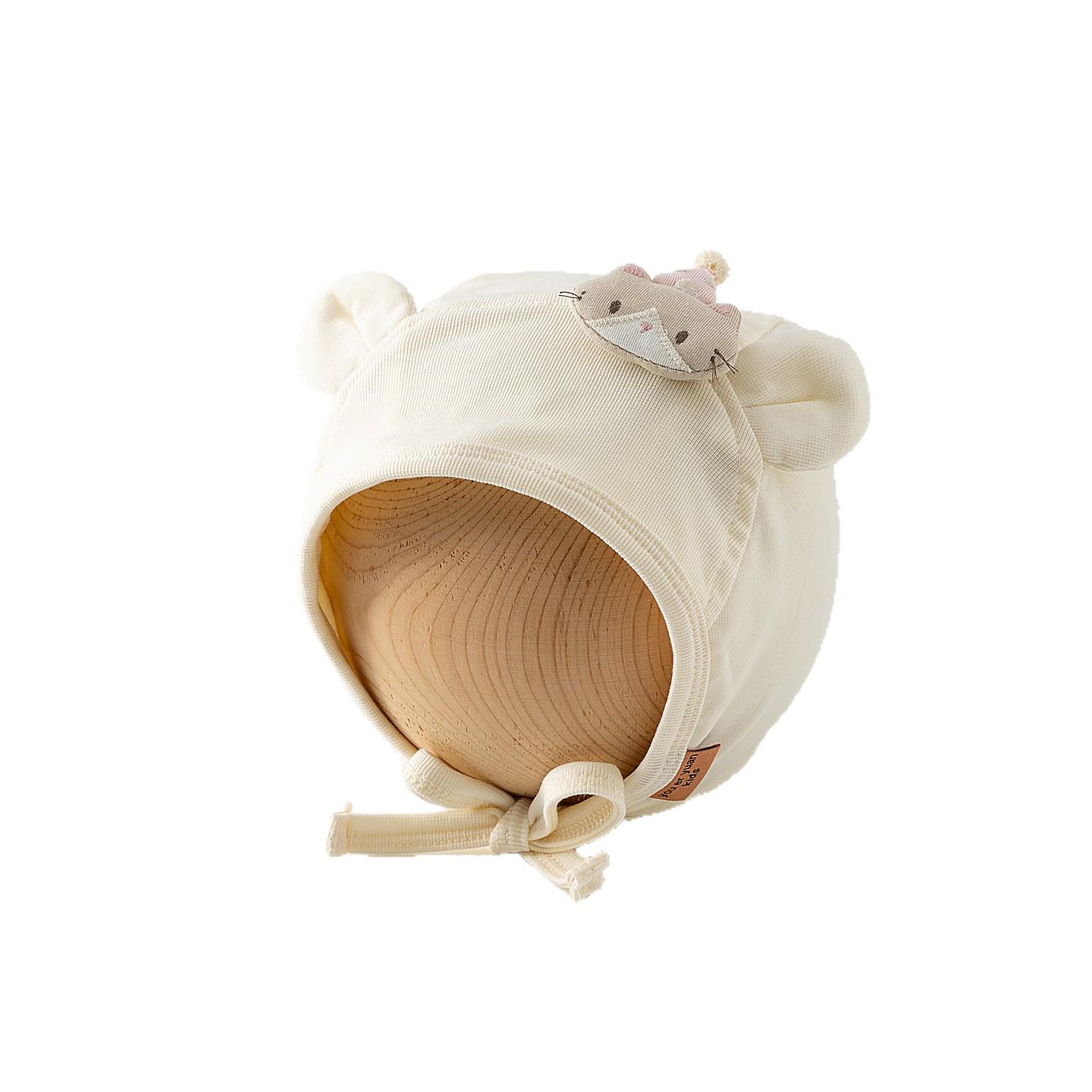 Adorable Newborn Pure Cotton Head Wrap Cap for Fontanelle Protection - Ideal for Spring and Autumn Cartoon Ear Protector - Blue