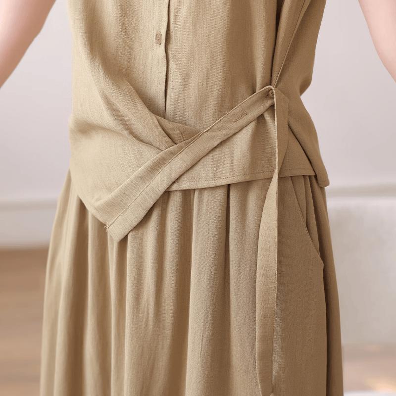 Yuzhaolin Mid-Aged Women's Sleeveless Two-Piece Set