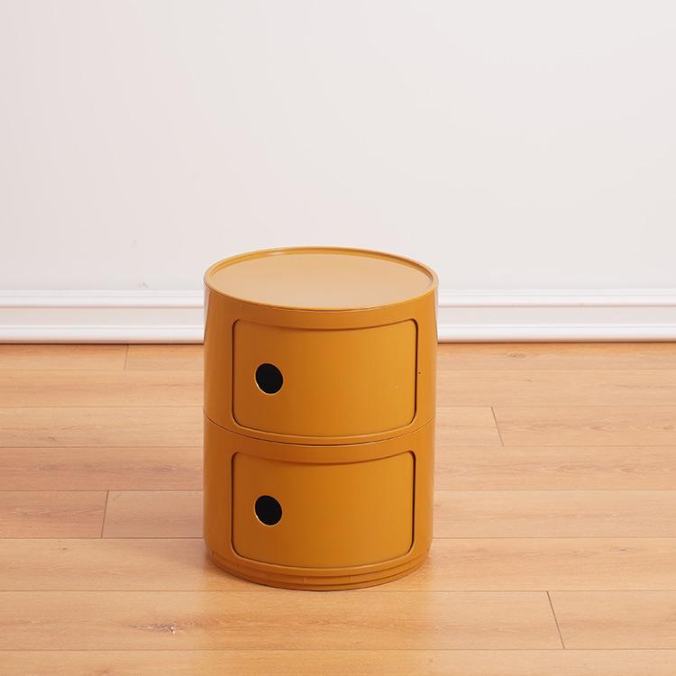 Nordischer runder weißer minimalistischer Nachttisch - Moderner Mini-Seitenkasten aus Kunststoff