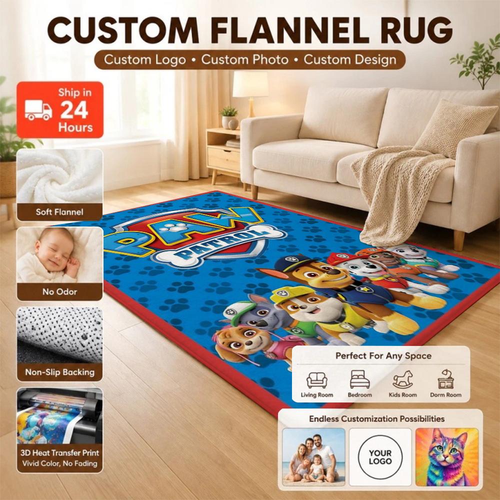 Paw Patrol Rescue Team Theme Rug Nonslip Durable Carpet For Gaming Room Play Area Home Party Decor Halloween Gift