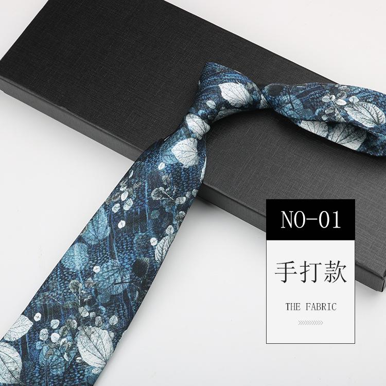 Men'S Printed Tie, Pattern Retro Gentleman'S Suit Shirt Width 9Cm Silk Soft Long Hand-Typed