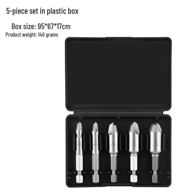 5-Piece Screw Extractor Set for Damaged Screw Removal