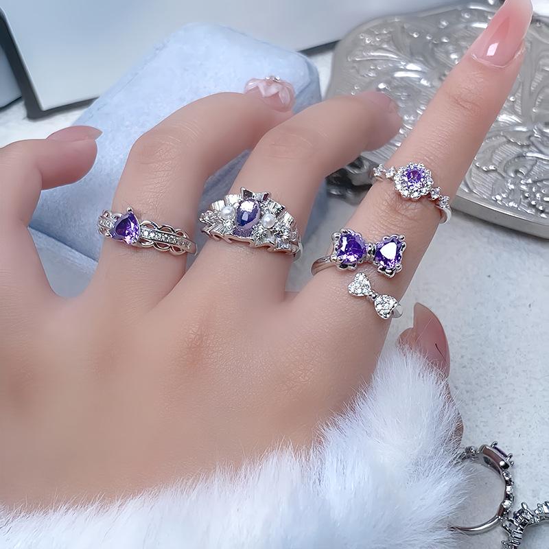 Lila farbener Schatz Zir*****Stiftring, Leichter Luxus, Hohes Gefühl, Exquisiter Super-Fee-Persönlichkeitsring