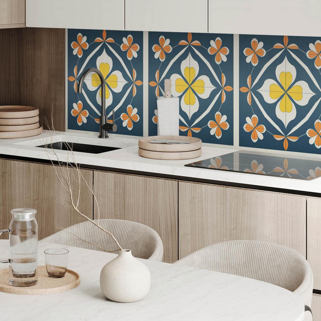 Self-Adhesive Vinyl Panel for Wall Decoration 100X50 Cm Floral Pattern with Symmetry