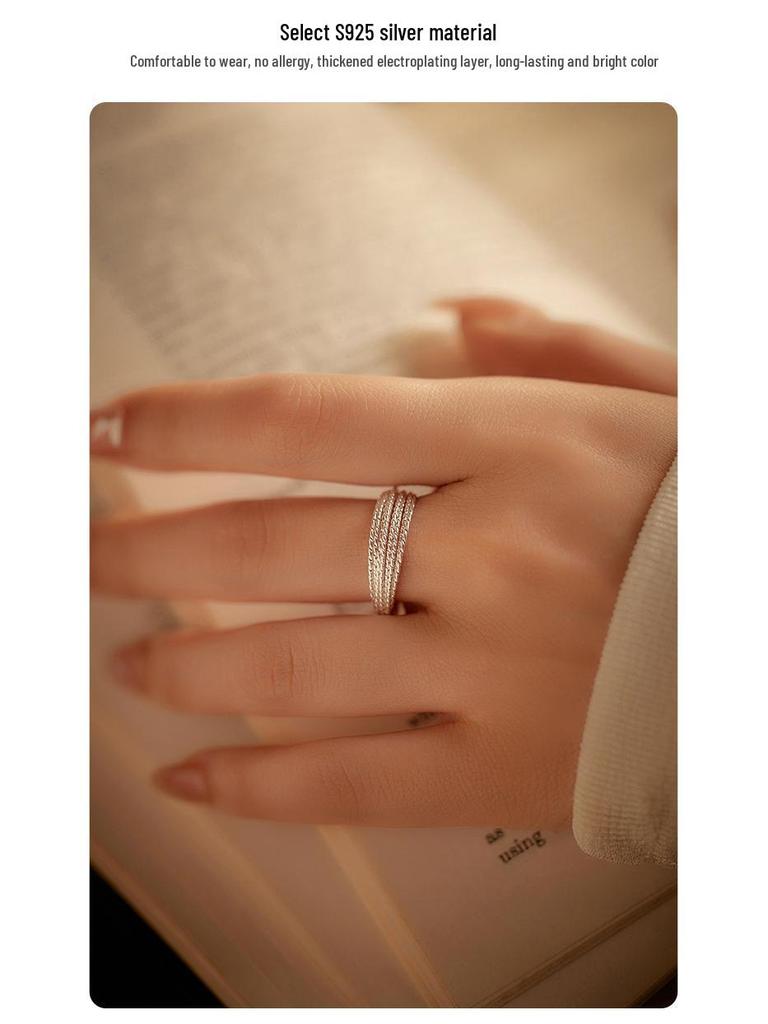 Banyan Tree S925 Silver Korean Multi-Layer Stacking Ring - Trendy Fashion Jewelry for Women