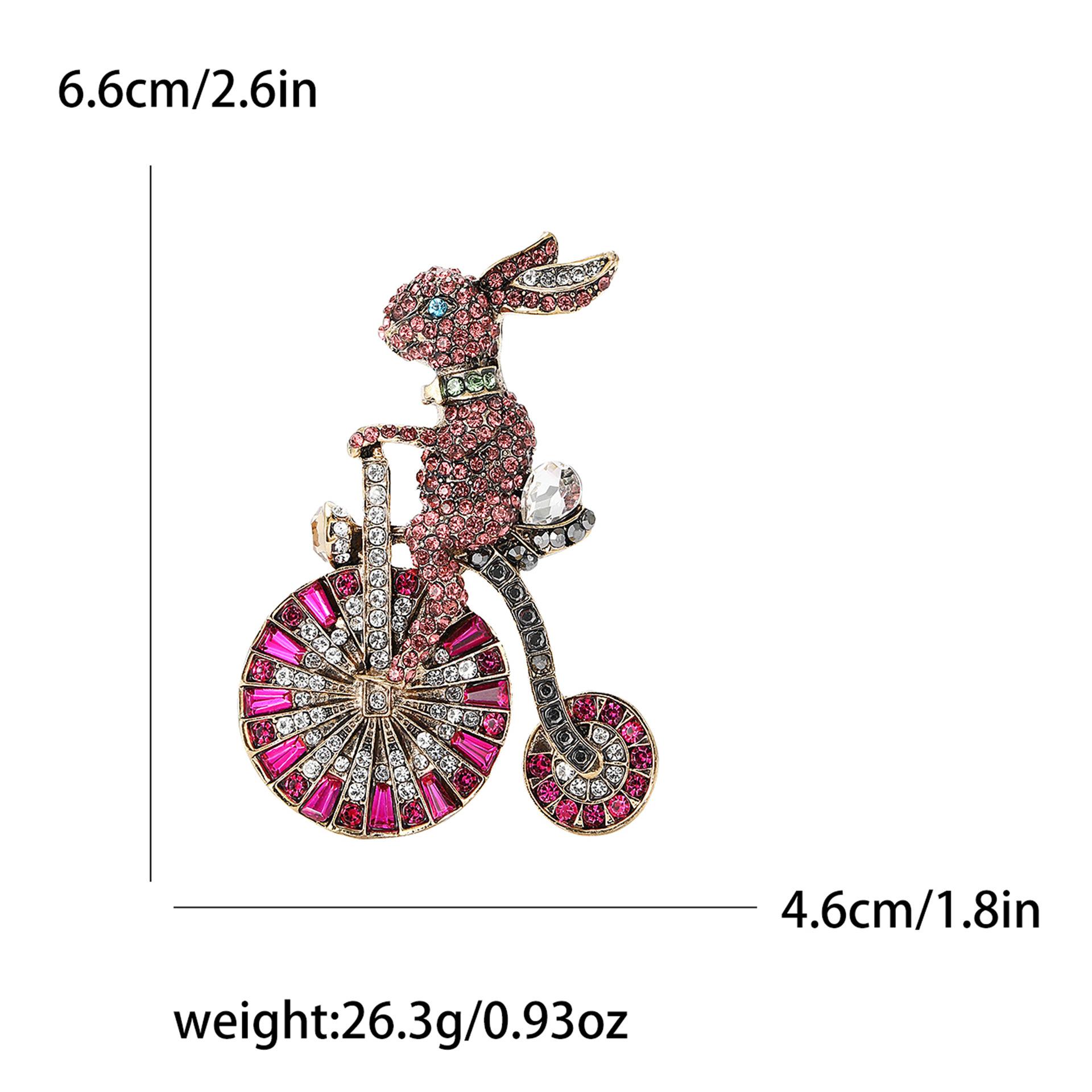 

Креативная милая брошь в виде кролика-велосипедиста со стразами, модная женская брошь для костюма, кардигана, корсажа, ювелирные изделия