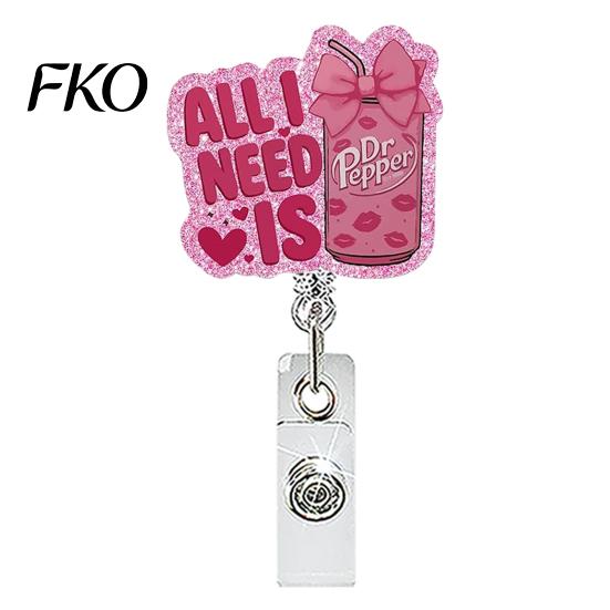 Retractable Name Tag Holder Nurse Badge Reel, Funny Glitter Acrylic with Rotating Reel Clip, Sparkly Cute ID Card for Teachers Student Staffs