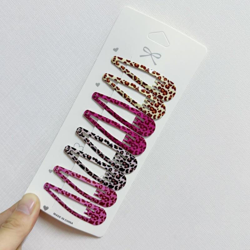 8Pcs/set Leopard Print Hair Clips for Women Girls Vintage Geometric Star BB Clips Bangs Hairpins Barrettes Hair Accessories Set