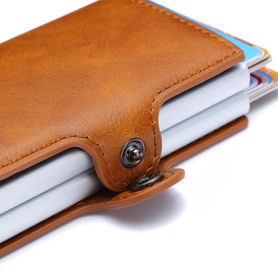 Rfid Herren Kartenetuis Kohlefaser Schlankes Mini-Portemonnaie 14 Kartenfächer Kleine Geldbörse Herren Geldbörsen