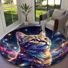 1pc Cosmic Cat Carpet for Room Floor Mat, Comfortable Office Chair Printed Round Rug, Beautiful Hotel Rug